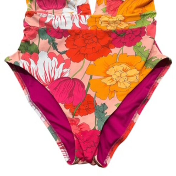 NEW Trina Turk‎ 1-Piece Swimsuit Women’s Size 10 Floral Moderate Coverage V-neck - Picture 3 of 14